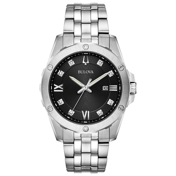 Bulova Men's Crystal BUL Quartz Silver Stainless Steel Date Watch - Picture 2 of 5